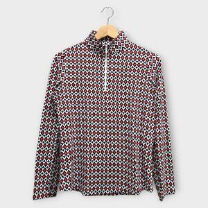 IBKUL Golf Women's Polo Shirt Playing Card Suits Print (Red/Black) - Small